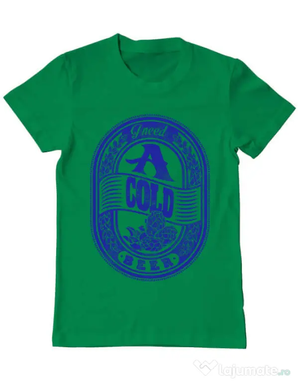 Tricou ADLER barbat I need beer Verde mediu