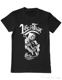 Tricou ADLER barbat Life is short Negru