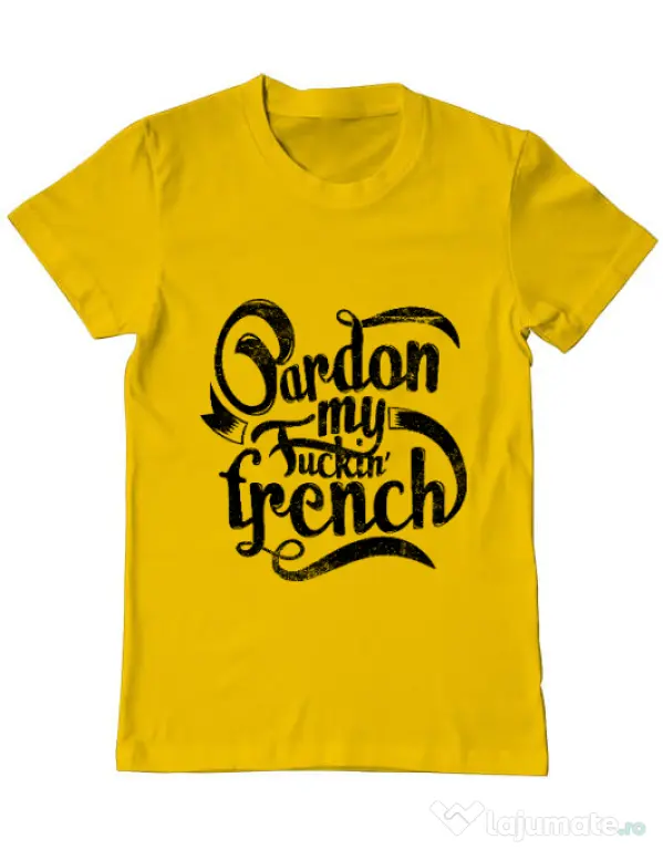 Tricou ADLER barbat Pardon my fucking french Galben