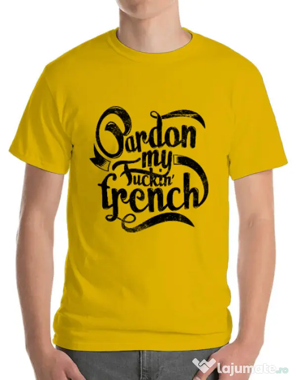 Tricou ADLER barbat Pardon my fucking french Galben