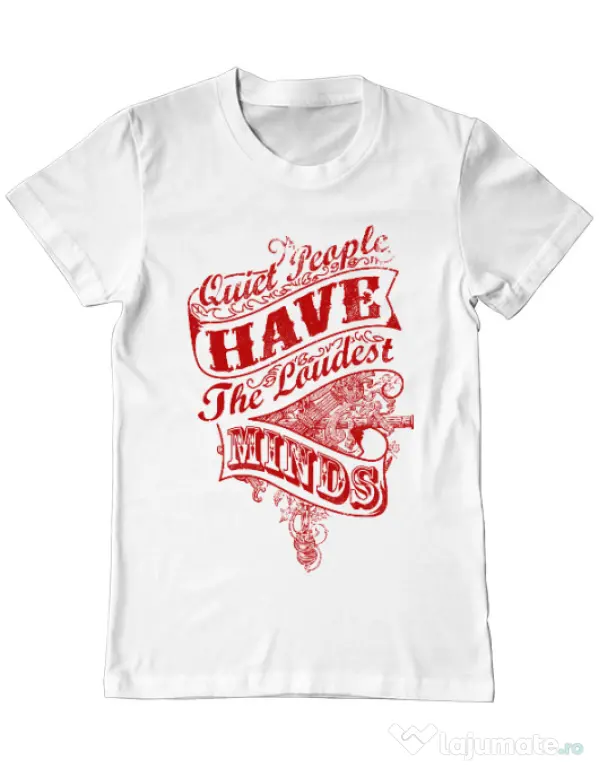 Tricou ADLER barbat Quiet people loud minds Alb