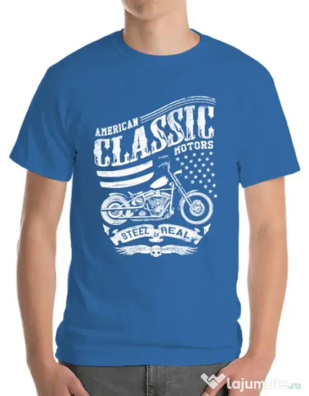 Tricou ADLER barbat Steel is real Albastru azuriu