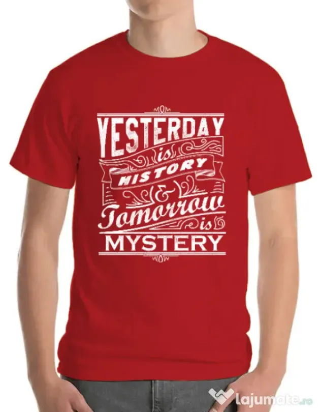 Tricou ADLER barbat Yesterday is history Rosu