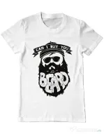 Tricou ADLER barbat Can i buy you a beard Alb