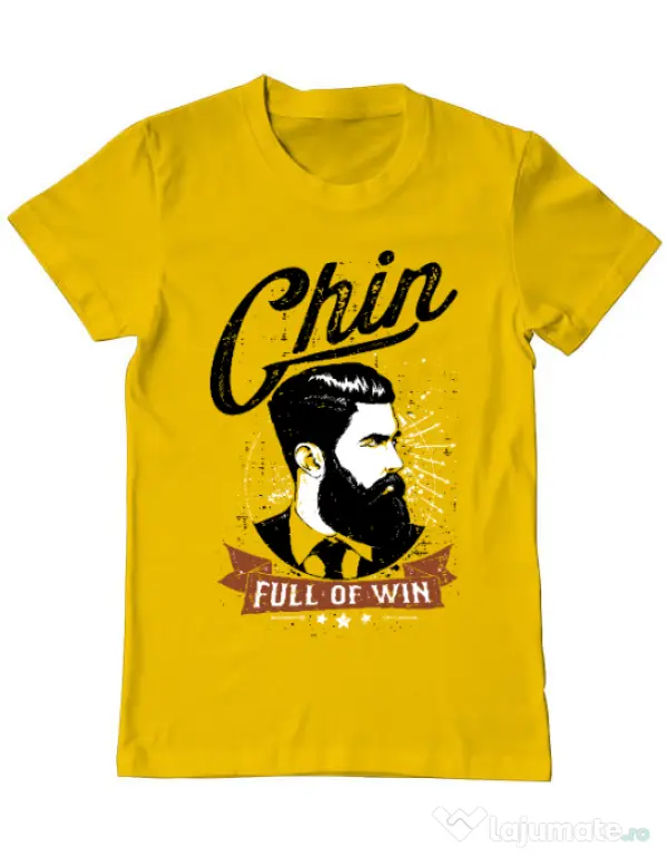 Tricou ADLER barbat Chin full of win Galben