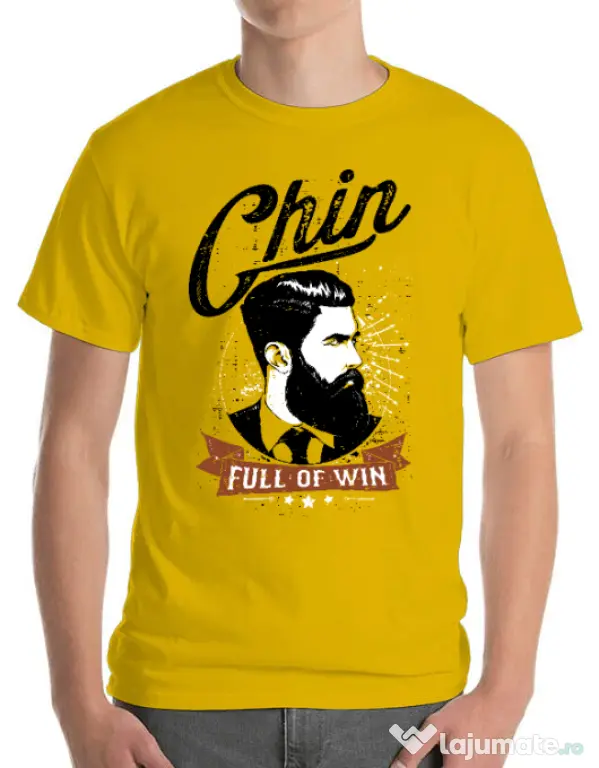 Tricou ADLER barbat Chin full of win Galben