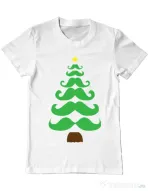 Tricou ADLER barbat Moustache Christmas tree Alb