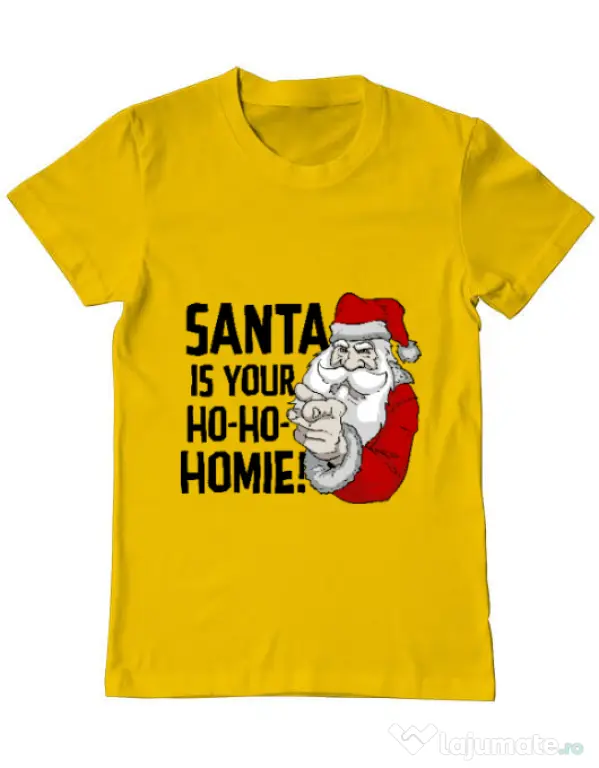 Tricou ADLER barbat Santa is your homie Galben