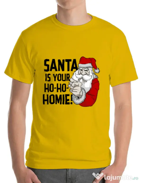 Tricou ADLER barbat Santa is your homie Galben