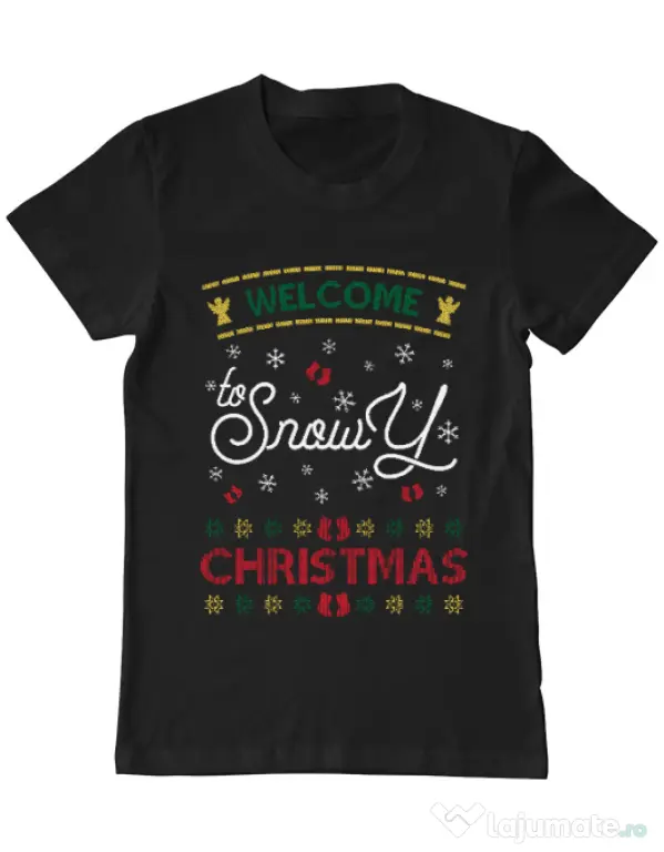 Tricou ADLER barbat Snowy Christmas Negru