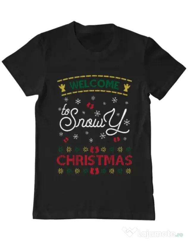 Tricou ADLER barbat Snowy Christmas Negru