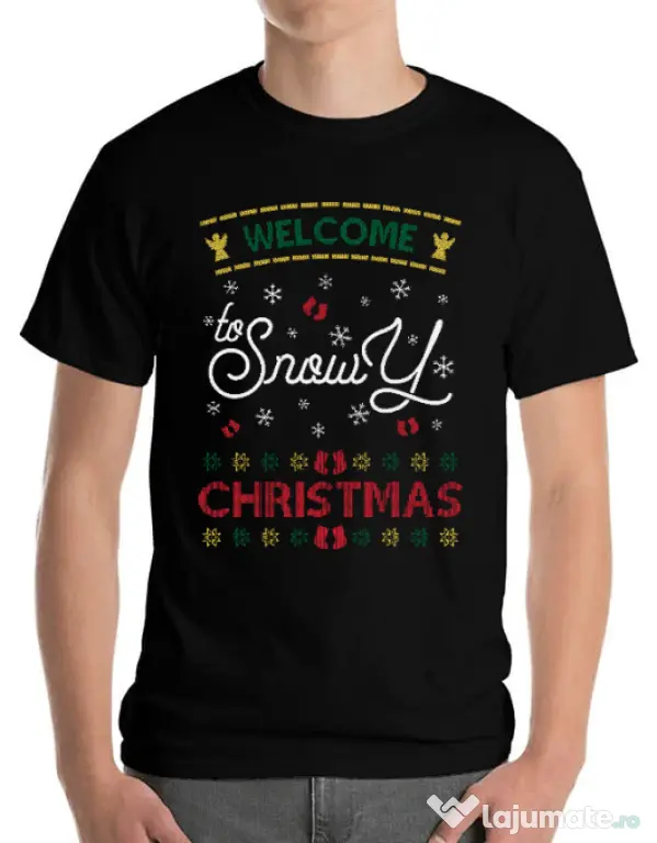 Tricou ADLER barbat Snowy Christmas Negru