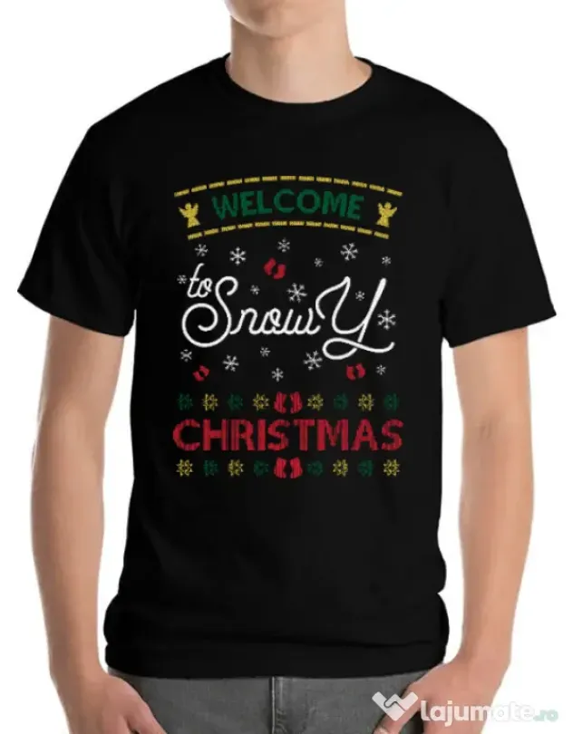 Tricou ADLER barbat Snowy Christmas Negru