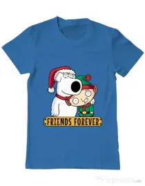 Tricou ADLER barbat Friends forever Albastru azuriu