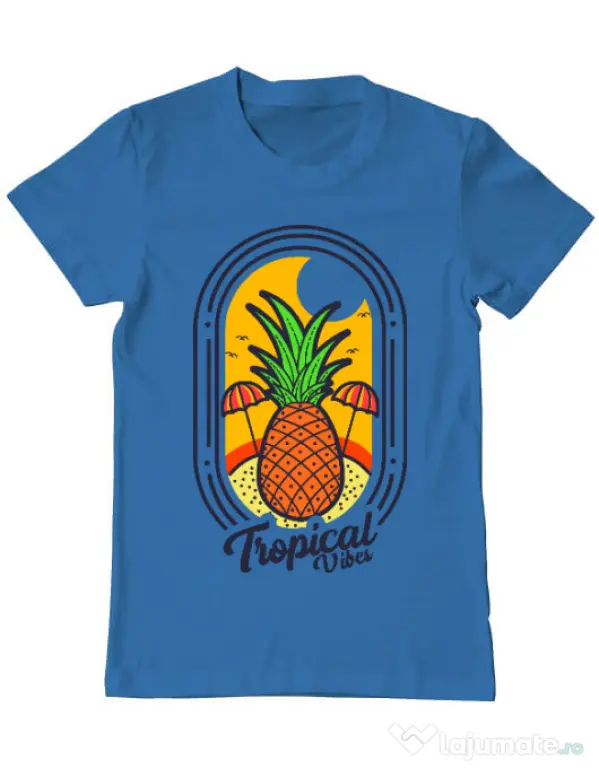 Tricou ADLER barbat Tropical vibes Albastru azuriu