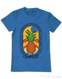 Tricou ADLER barbat Tropical vibes Albastru azuriu