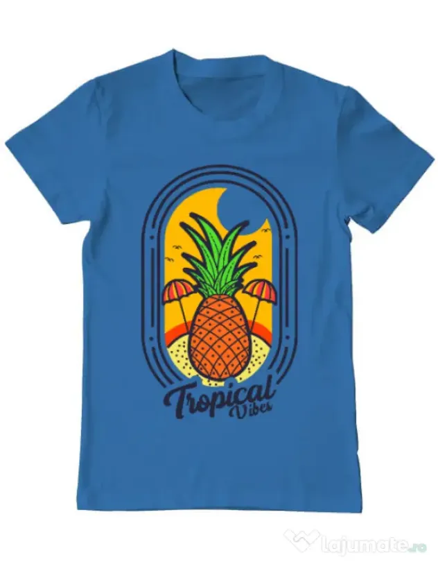 Tricou ADLER barbat Tropical vibes Albastru azuriu