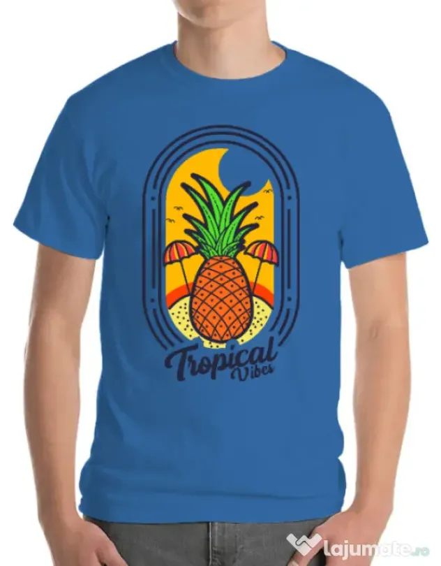 Tricou ADLER barbat Tropical vibes Albastru azuriu