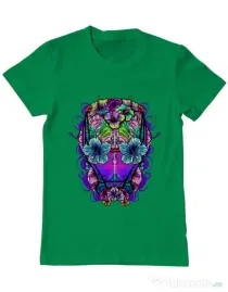 Tricou ADLER barbat Flower helmet Verde mediu