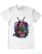 Tricou ADLER barbat Flower television Alb