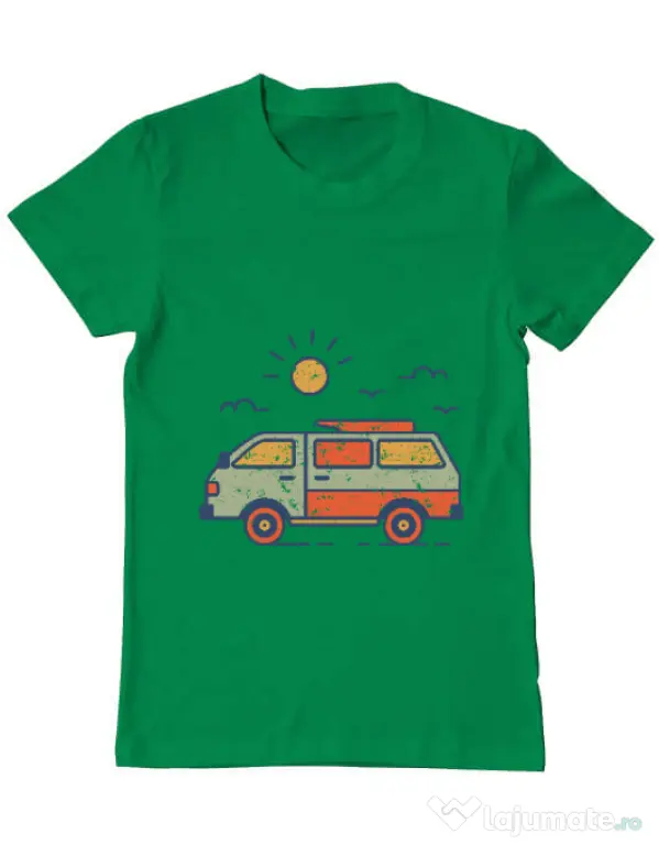 Tricou ADLER barbat Retro travel van Verde mediu