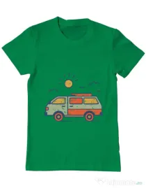Tricou ADLER barbat Retro travel van Verde mediu