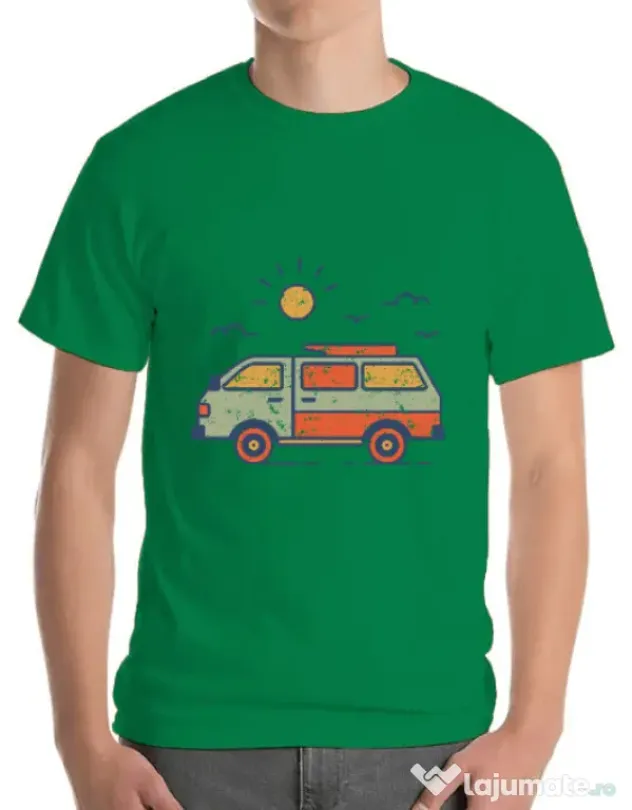 Tricou ADLER barbat Retro travel van Verde mediu