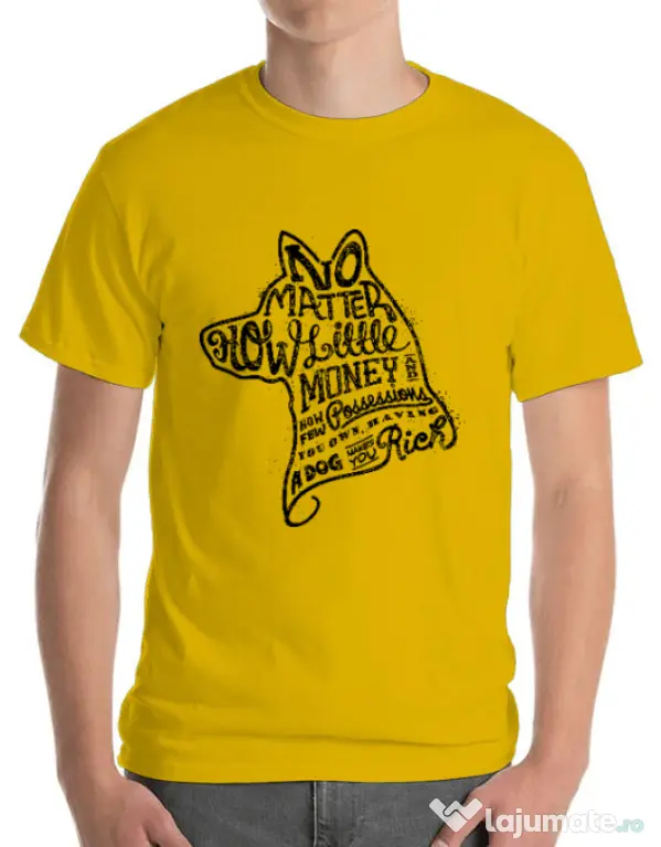 Tricou ADLER barbat A Dog Makes You Rich Galben