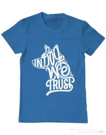 Tricou ADLER barbat In dog we trust Albastru azuriu