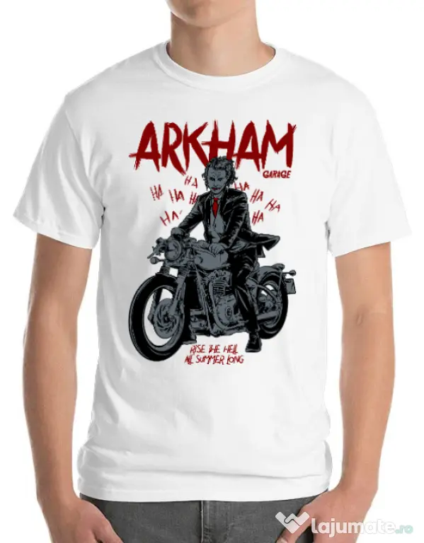 Tricou ADLER barbat Arkham garage Alb