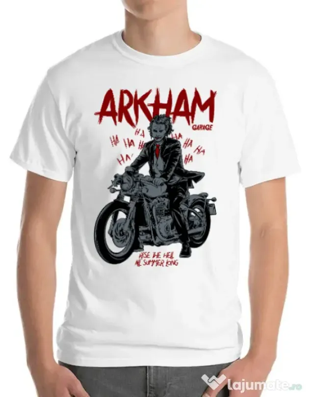 Tricou ADLER barbat Arkham garage Alb
