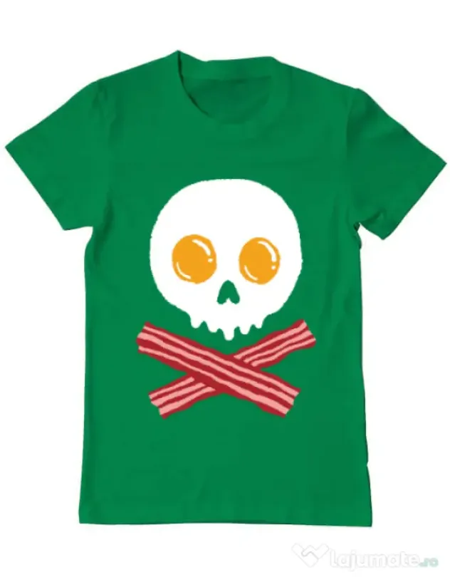 Tricou ADLER barbat Breakfast skull Verde mediu