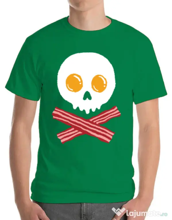 Tricou ADLER barbat Breakfast skull Verde mediu