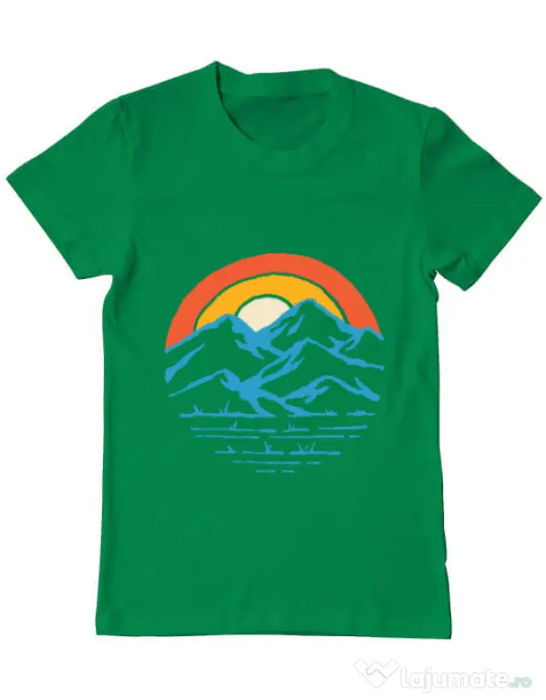 Tricou ADLER barbat Mountain and rainbow Verde mediu