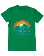Tricou ADLER barbat Mountain and rainbow Verde mediu