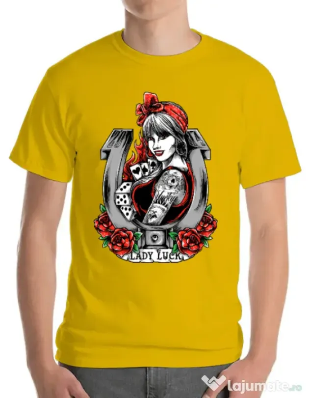 Tricou ADLER barbat Lady luck Galben