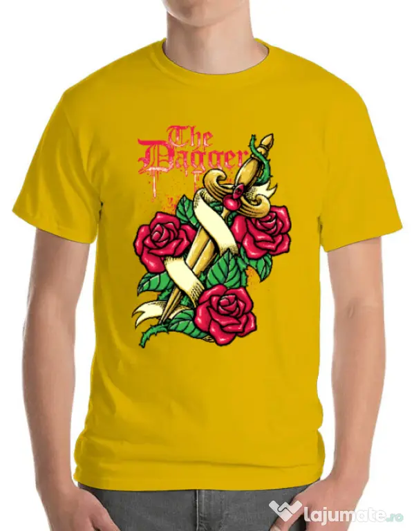 Tricou ADLER barbat The dagger Galben