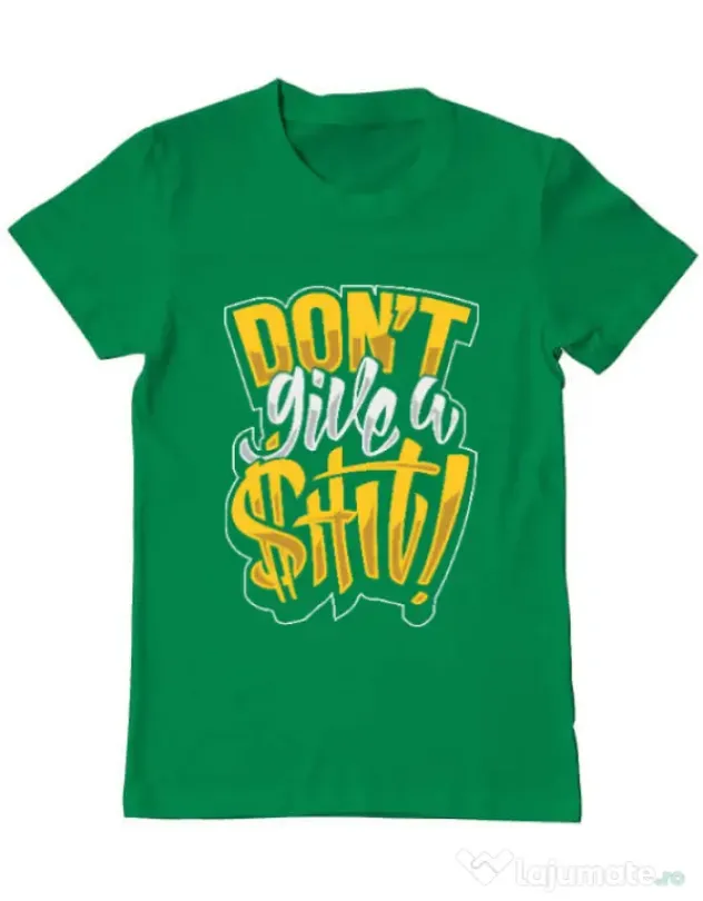 Tricou ADLER barbat Don't give a shit Verde mediu
