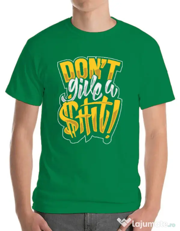 Tricou ADLER barbat Don't give a shit Verde mediu