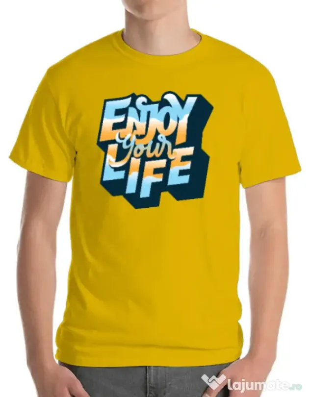 Tricou ADLER barbat Enjoy your life Galben