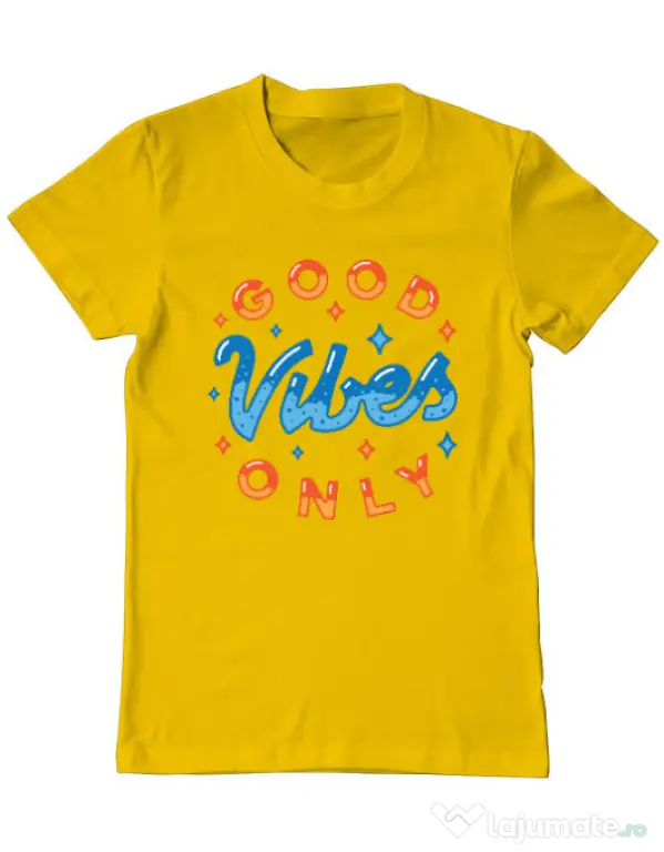 Tricou ADLER barbat Good vibes only Galben