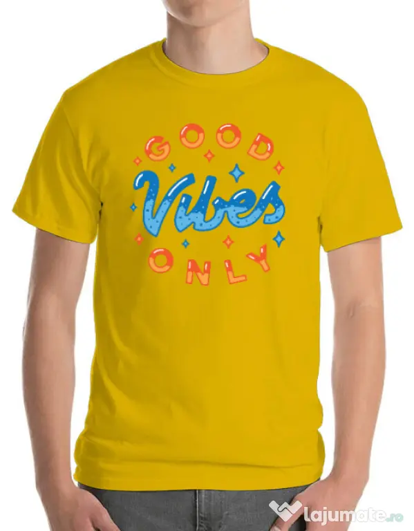 Tricou ADLER barbat Good vibes only Galben