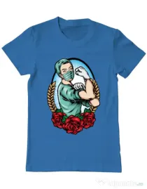Tricou ADLER barbat Rockabilly Nurse Albastru azuriu