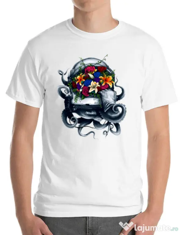 Tricou ADLER barbat Space bloom Alb