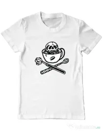 Tricou ADLER barbat Death before decaf Alb