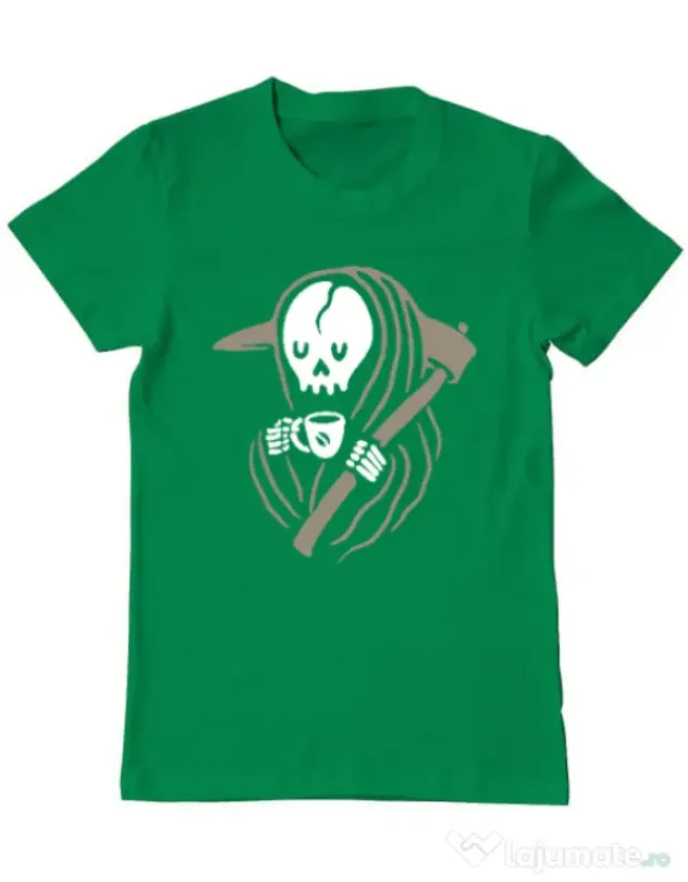 Tricou ADLER barbat Grim reaper love coffee Verde mediu
