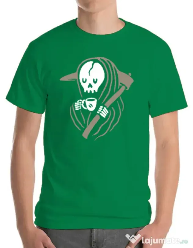 Tricou ADLER barbat Grim reaper love coffee Verde mediu