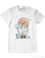 Tricou ADLER barbat Skull and Cactus Alb