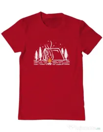 Tricou ADLER barbat Tent lines Rosu