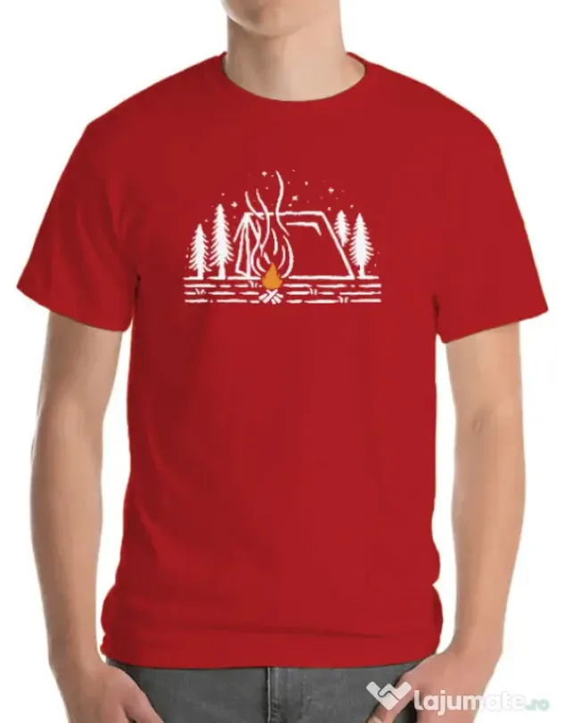Tricou ADLER barbat Tent lines Rosu